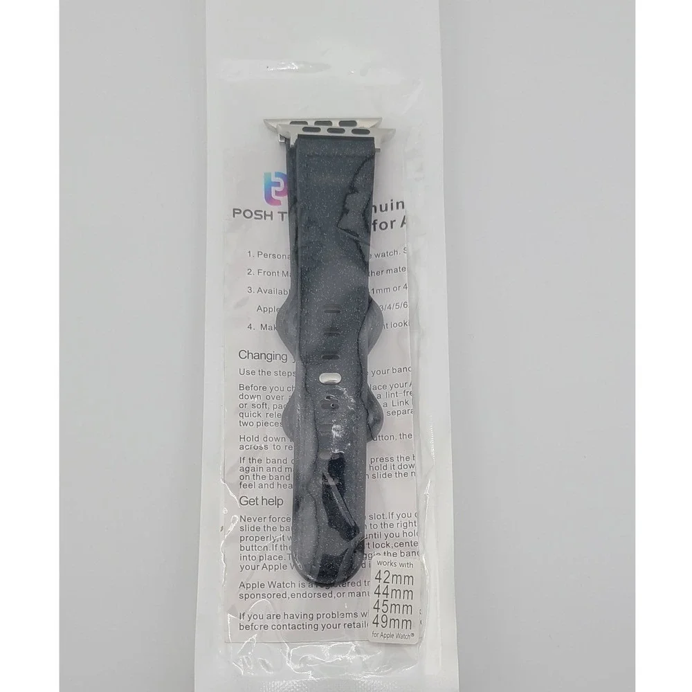 Posh Tech Black Glitter Band for Apple Watch 42 44 45 49mm NEW